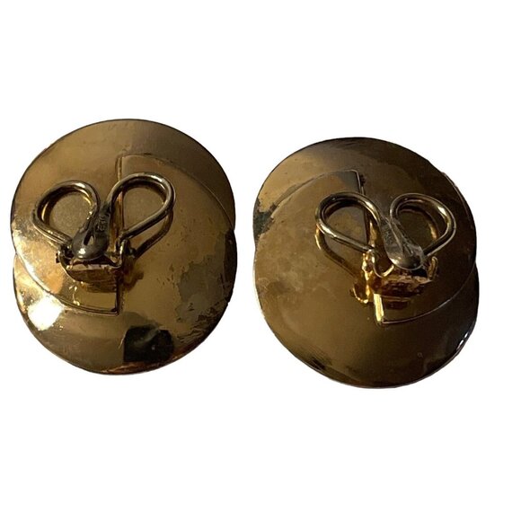 VTG Napier Sterling Layered Faux Pearl Earrings Gold Tone Atomic Modernist‎ MCM main image 6